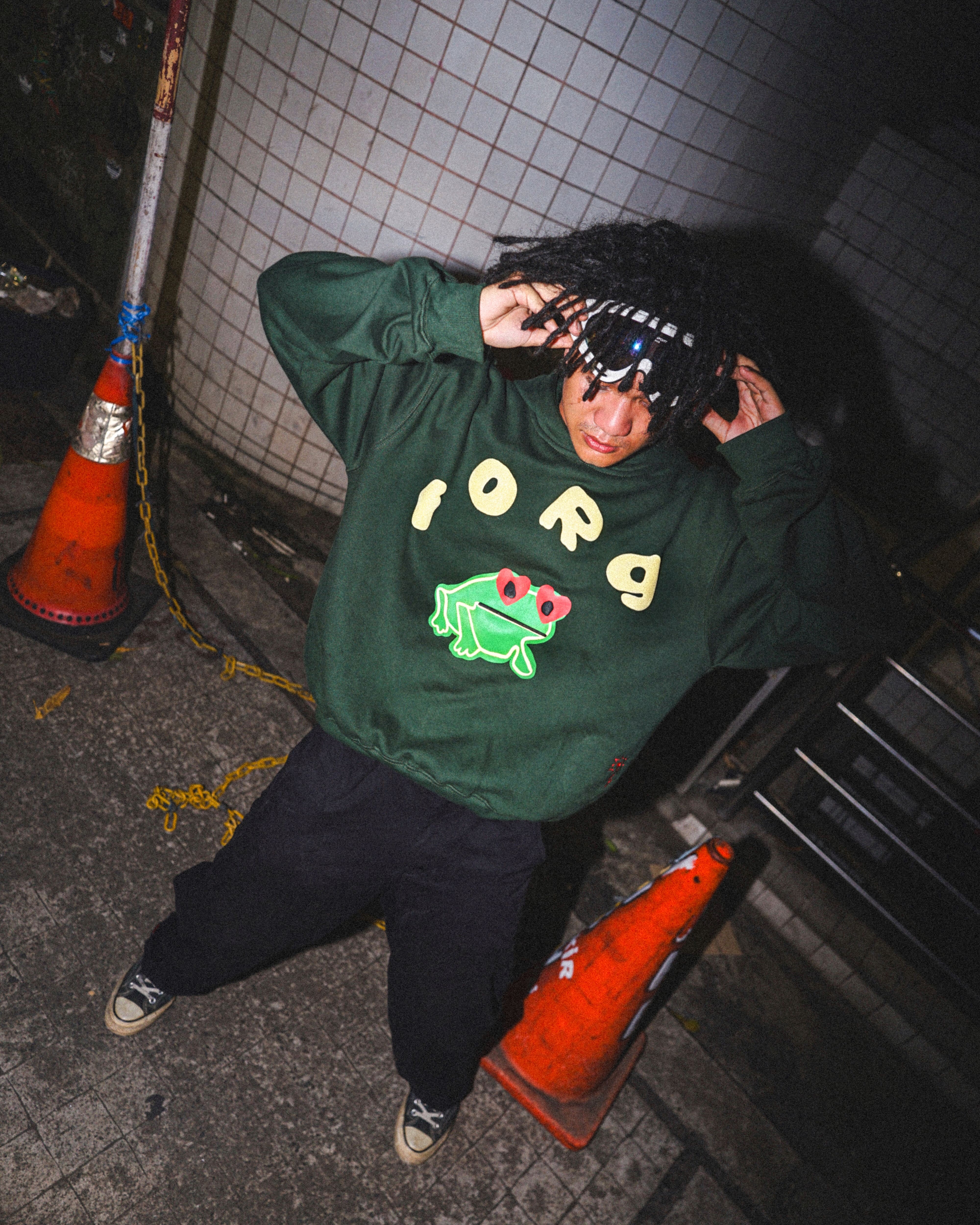 Typo Frog Hoodie - Model